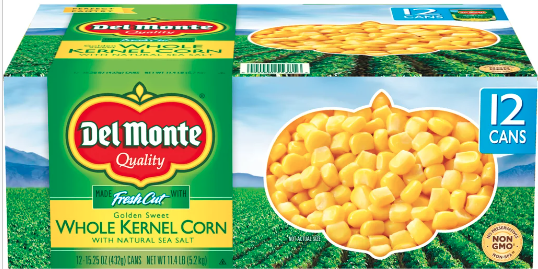 Del Monte Canned Corn Whole Kernel 15.25 oz 12 Count